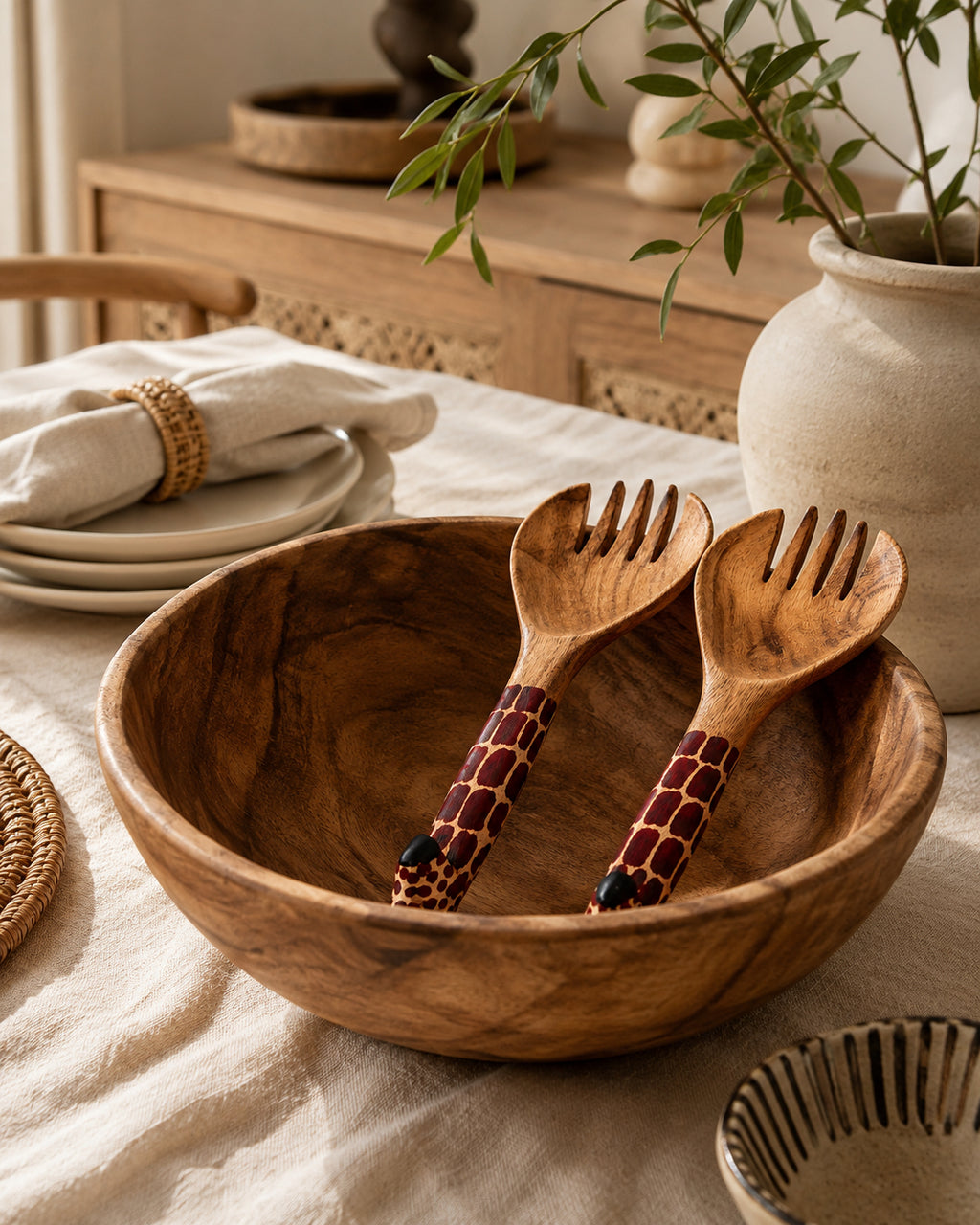 Hand Carved Giraffe Utensils
