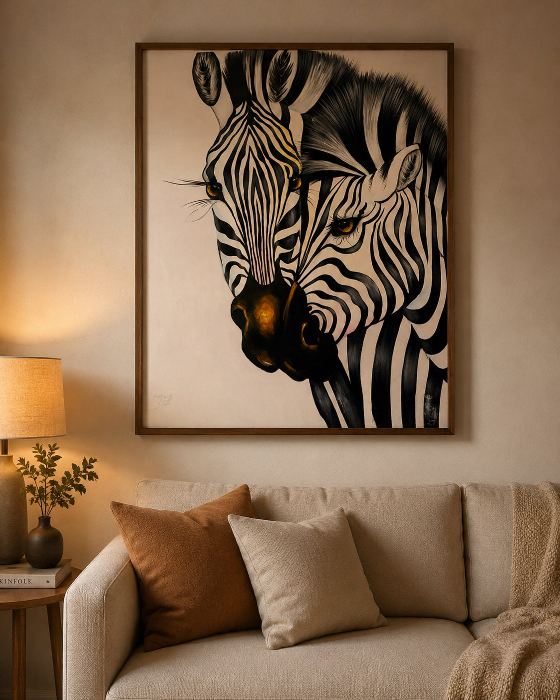 Hand Painted African Oil Painting on Canvas 35" X 41" Frame Not Included
