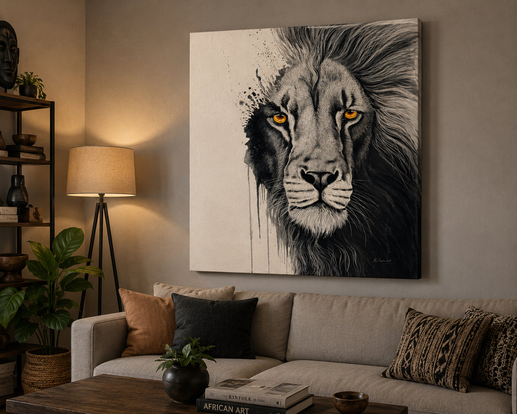 Hand Painted African Oil Painting on Canvas 35" X 40" Unframed