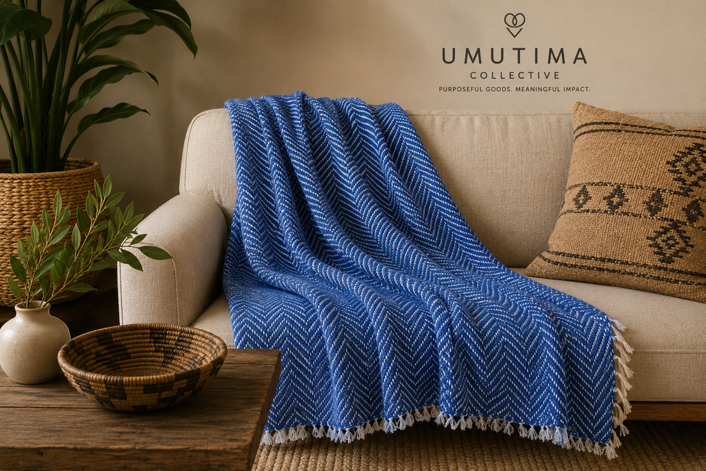 Blue Hand-Woven Blanket 160CM X 220CM
