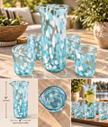 Hand Blown Juice Pitcher and 4 water glasses