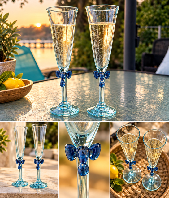 Hand Blown Champagne Flutes