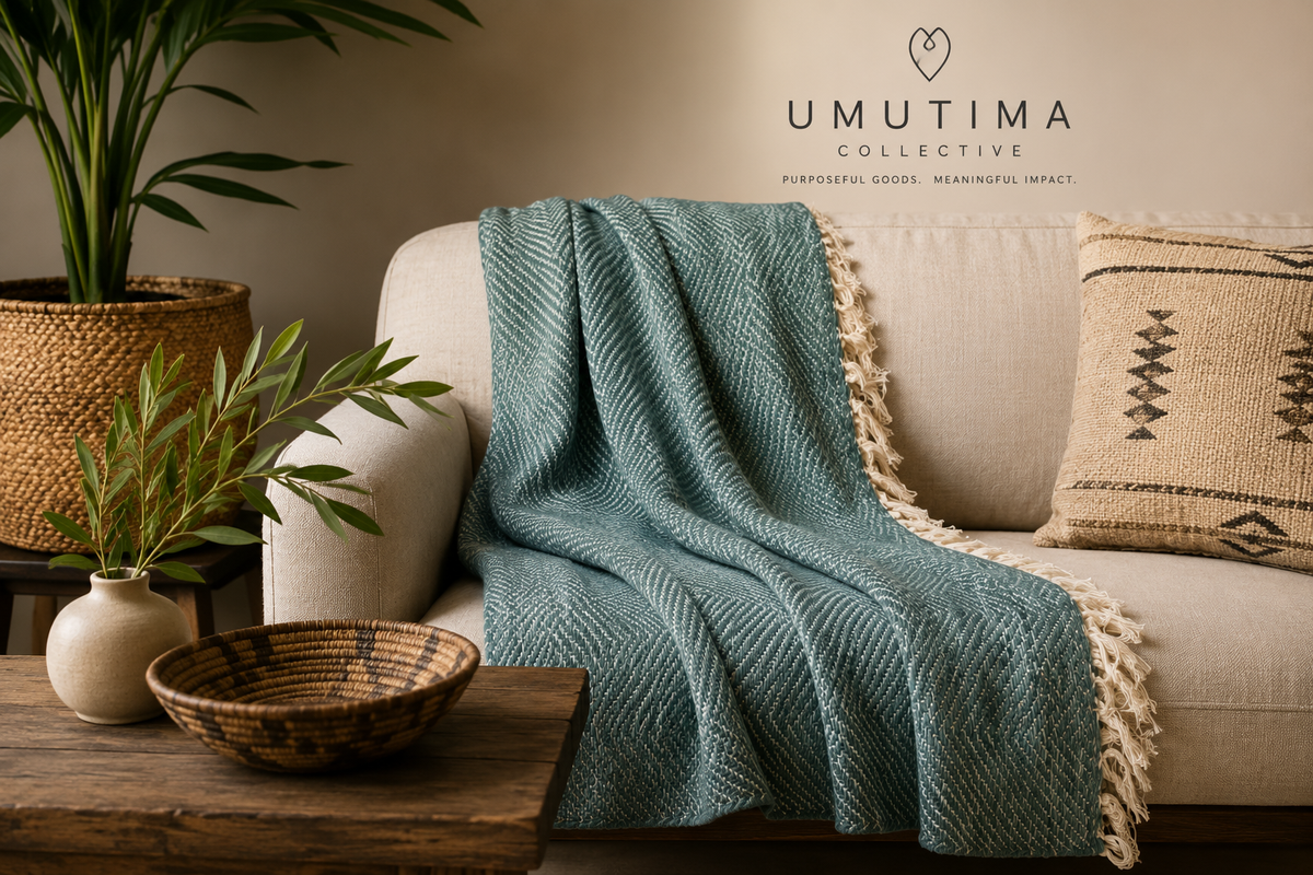 Green Hand-Woven Blanket 220cm X 240Cm