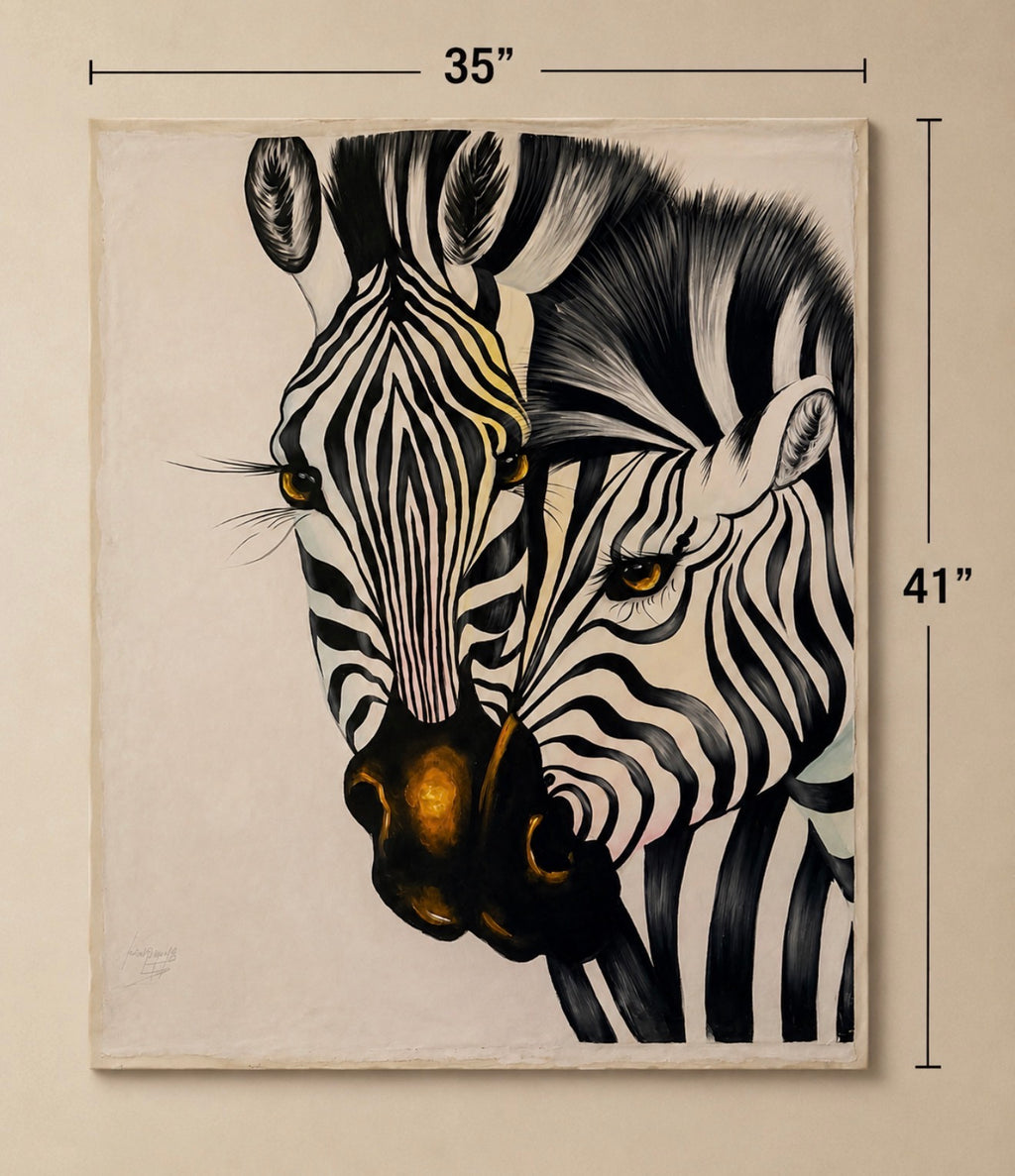 Hand Painted African Oil Painting on Canvas 35" X 41" Frame Not Included