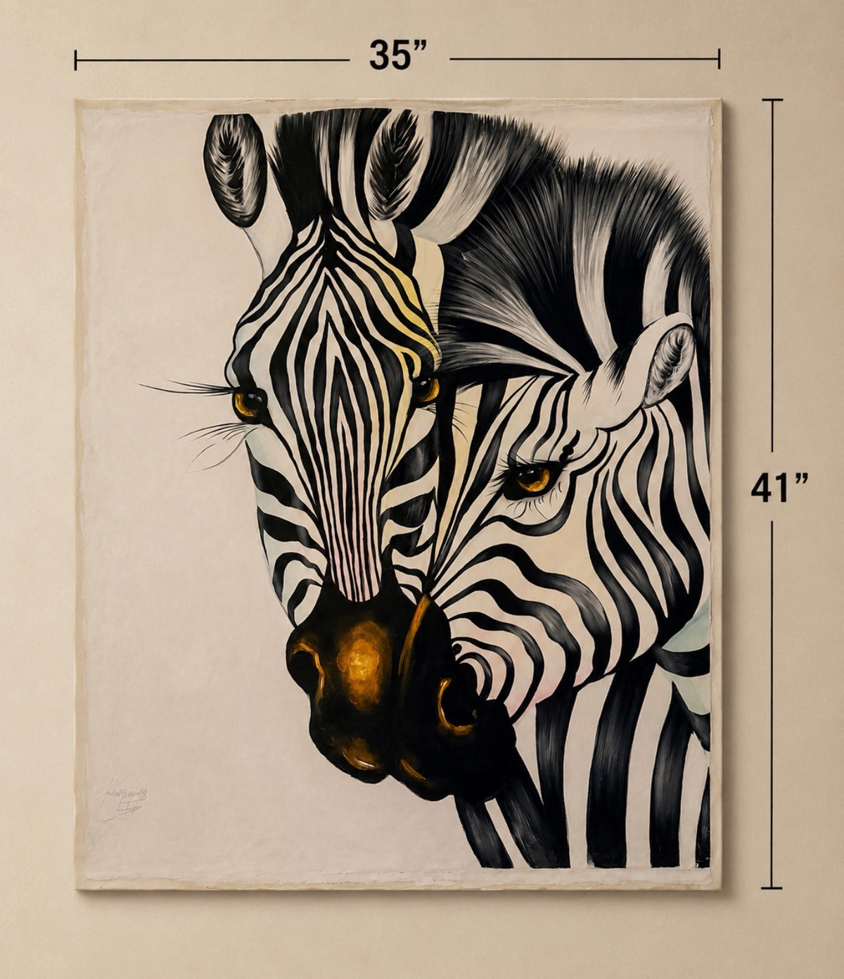 Hand Painted African Oil Painting on Canvas 35" X 41" Frame Not Included