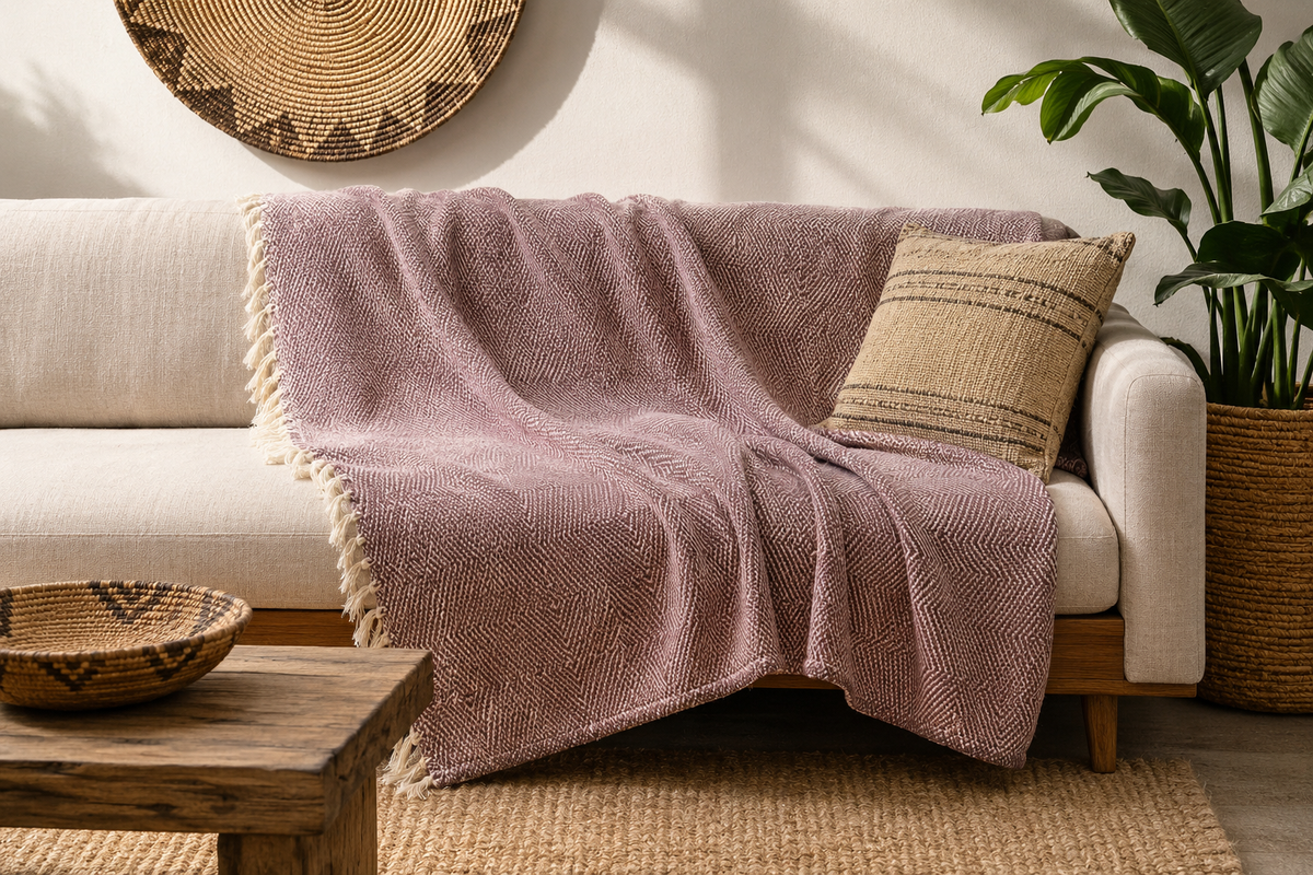 Purple Hand-Woven Blanket 160CM X 220CM